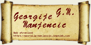 Georgije Manjenčić vizit kartica